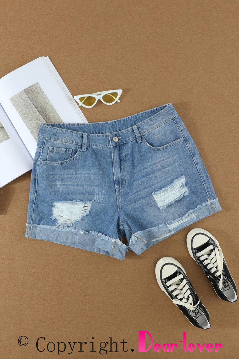 Distressed Denim Shorts