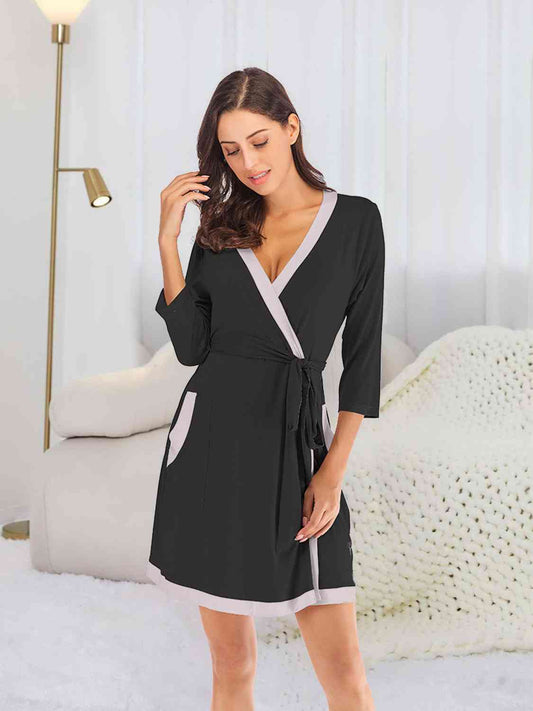 Tie Waist Robe with Pockets