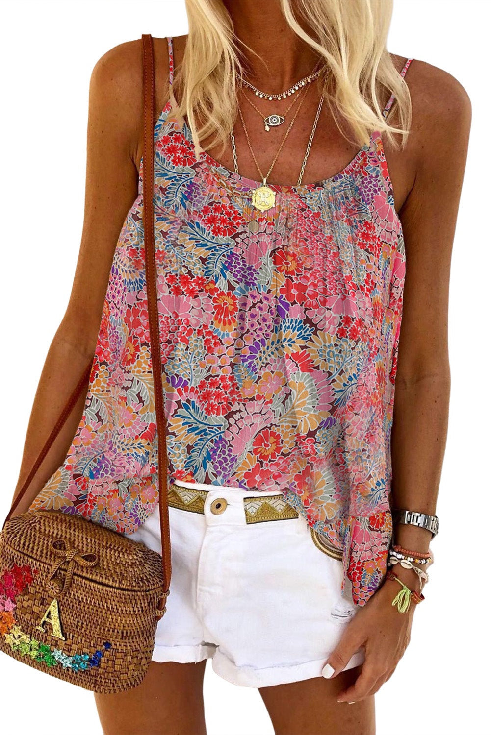 Floral Print Sleeveless Top