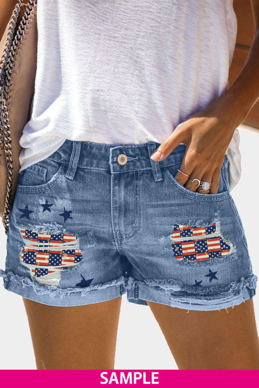 Distressed Denim Shorts