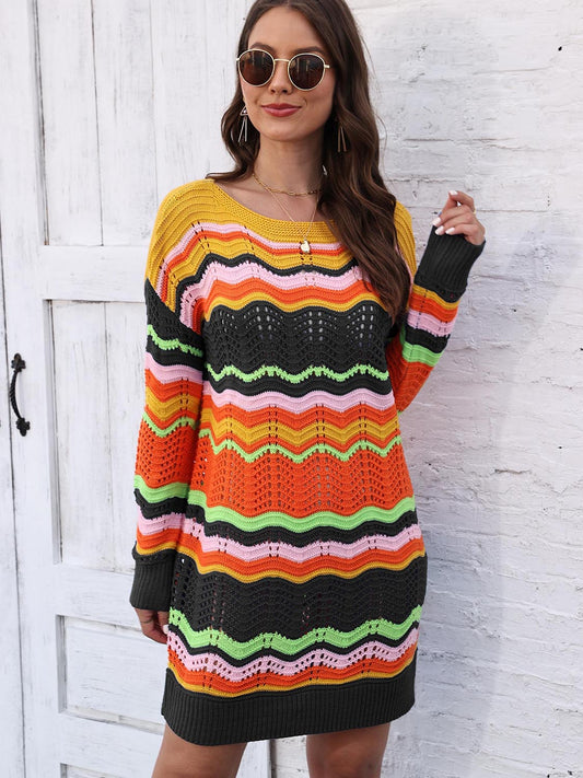 Openwork Sweater Dress
