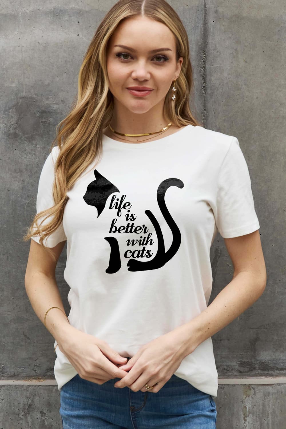 Simply Love - LIFE IS BETTER WITH CATS Graphic Tee